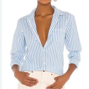 Nili Lotan NL Shirt in Ocean Stripe Button Down Size Large